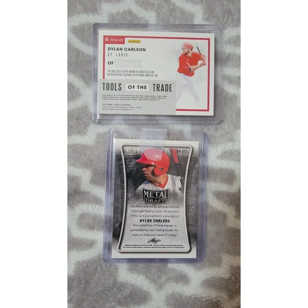 Dylan Carlson Sticker Autos /75 /15, Leaf Metal Draft, Penini Absolute Cardinals